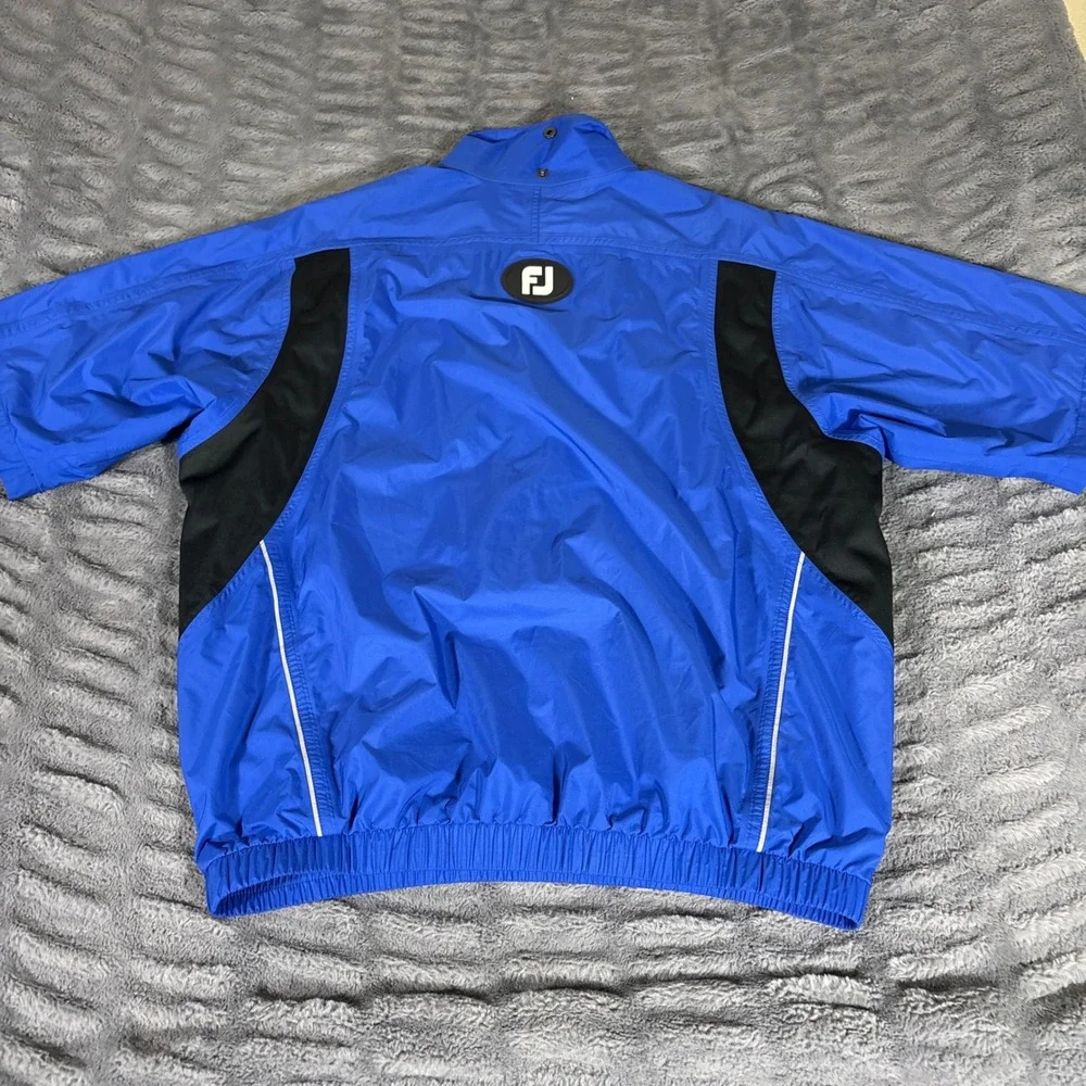FootJoy DryJoys Mens Medium Short Sleeve Golf Rain Shirt Blue Black AR486